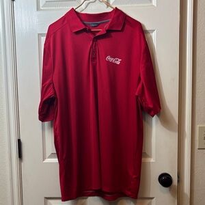 Coca Cola Men's Bright Red Polo with Embroidered Logo